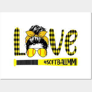 Mimi Life Messy Bun Hair Softball Baseball Mother's Day Gift Posters and Art